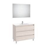 Conjunto de Lavabo de Tres Cajones Nórdico Tenet 100 cm Fresno Roca