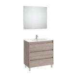 Conjunto de Lavabo de Tres Cajones City Tenet 80 cm Roble Roca