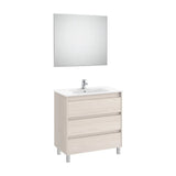 Conjunto de Lavabo de Tres Cajones Nórdico Tenet 80 cm Fresno Roca