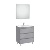 Conjunto de Lavabo de Tres Cajones Gris Brillante Tenet 70 cm Roca