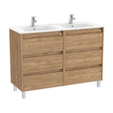 Bathroom Vanity Unit with Basin Doble y 6 Cajones Nogal de 120 cm Colección Tenet Roca
