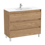 Bathroom Vanity Unit with Basin y 3 Cajones Nogal de 100 cm Colección Tenet Roca