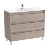 Bathroom Vanity Unit with Basin y 3 Cajones City de 100 cm Colección Tenet Roble Roca