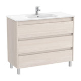 Bathroom Vanity Unit with Basin y 3 Cajones Nórdico de 100 cm Colección Tenet Fresno Roca