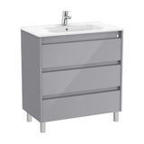 Bathroom Vanity Unit with Basin de 3 Cajones Gris Brillante de 80 cm Colección Tenet Roca