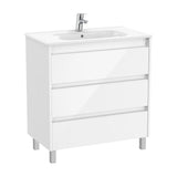 Bathroom Vanity Unit with Basin de 3 Cajones Brillante de 80 cm Colección Tenet White Roca