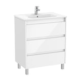 Bathroom Vanity Unit with Basin y 3 Cajones Brillante de 70 cm Colección Tenet White Roca