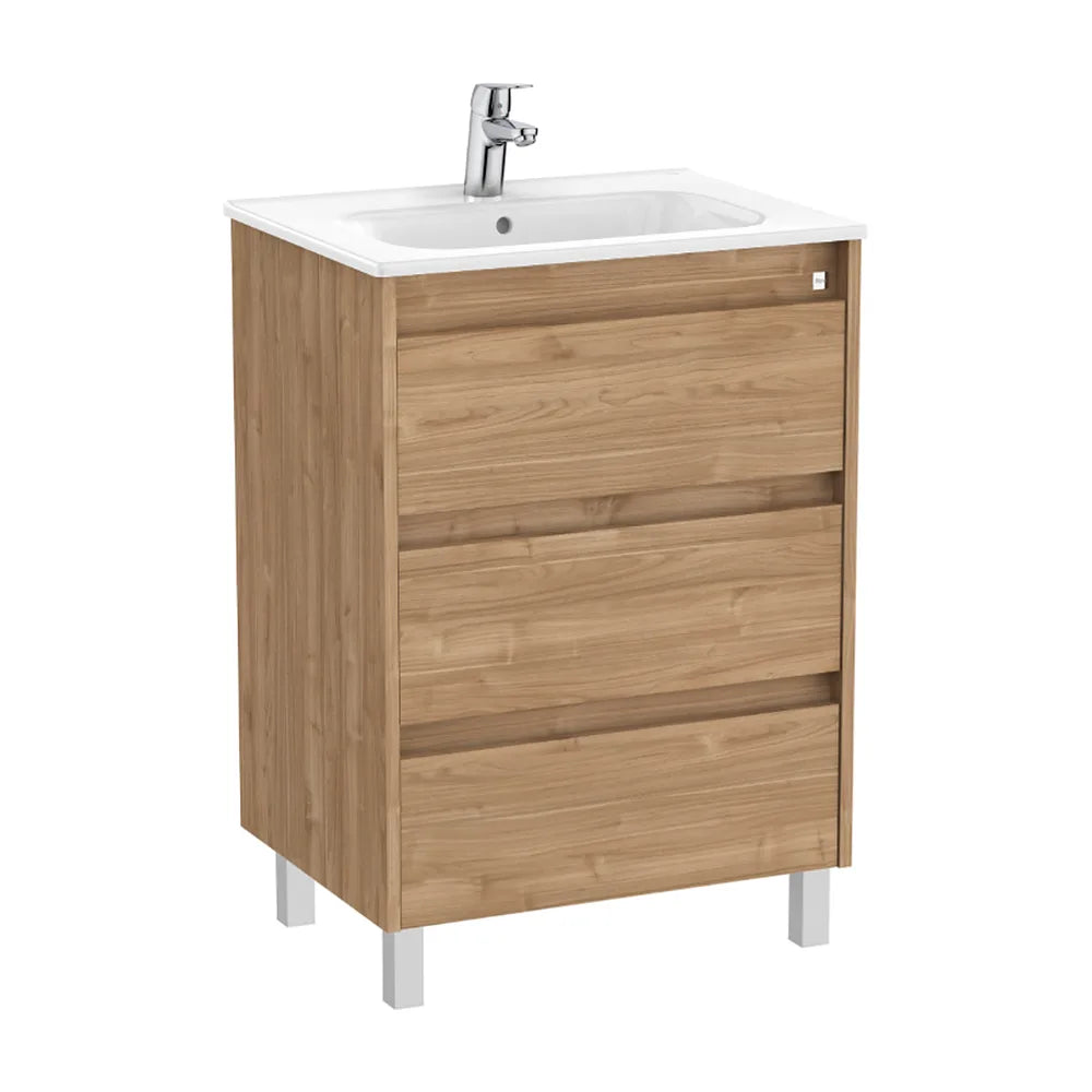Mueble de baño con lavabo y 3 cajones de 60 cm de ancho en color nogal Tenet Roca - Vista 1
