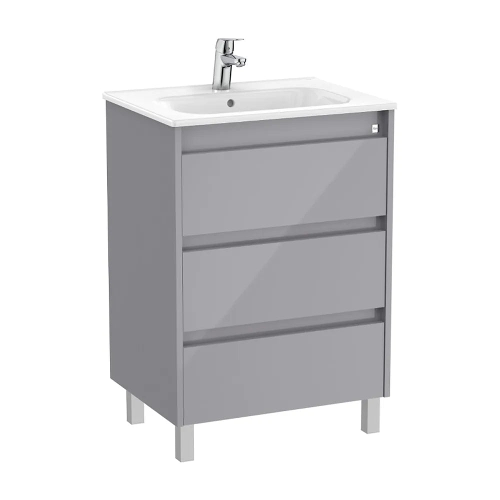 Mueble de Baño con Lavabo y 3 Cajones Gris Brillante de 60 cm Colección Tenet Roca - Vista 1