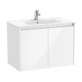 Bathroom Cabinet with Washbasin and 2 Doors Gloss 80 cm Tenet Collection White Roca