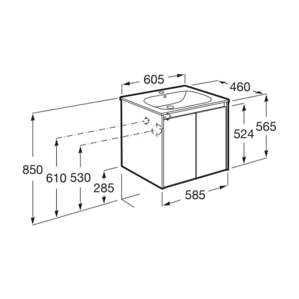 Mueble de Baño con Lavabo y 2 Puertas Nórdico de 60 cm Colección Tenet Fresno Roca - Vista 2