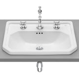 Lavabo de Porcelana para Encimera con 3 Orificios para Grifería Modelo Carmen 60x45 cm Roca