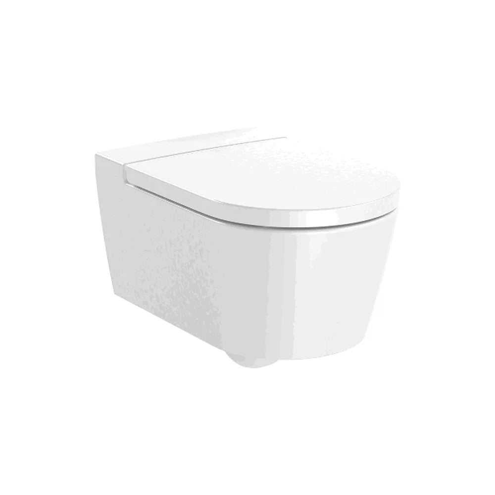 Pack de inodoro suspendido Rimless salida horizontal con tapa amortiguada cisterna placa pulsadora ROUND ROCA - Vista 3