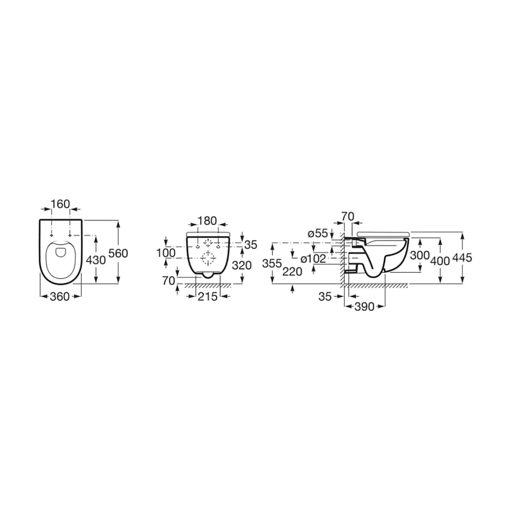 Pack inodoro Rimless suspendido con placa pulsadora y cisterna empotrada Meridian Duplo ROCA - Vista 5