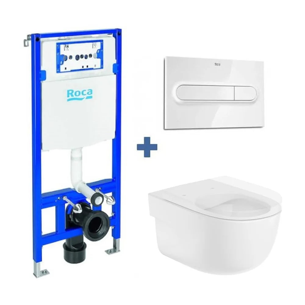 Pack inodoro Rimless suspendido con placa pulsadora y cisterna empotrada Meridian Duplo ROCA - Vista 1