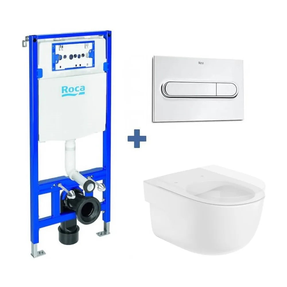 Pack inodoro Rimless suspendido con placa pulsadora y cisterna empotrada Meridian Duplo ROCA - Vista 2