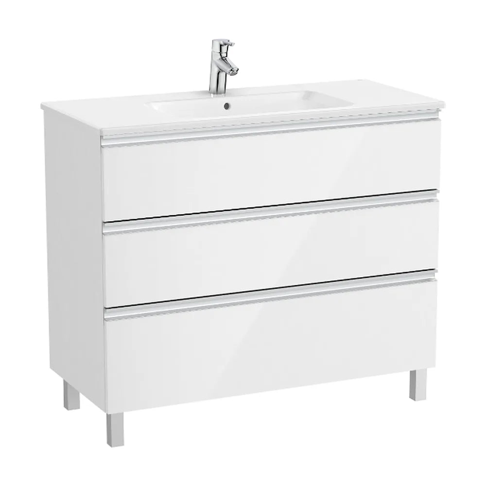 Mueble de baño de 100,5 cm con lavabo central en color blanco brillo Unik The Gap Roca - Vista 2