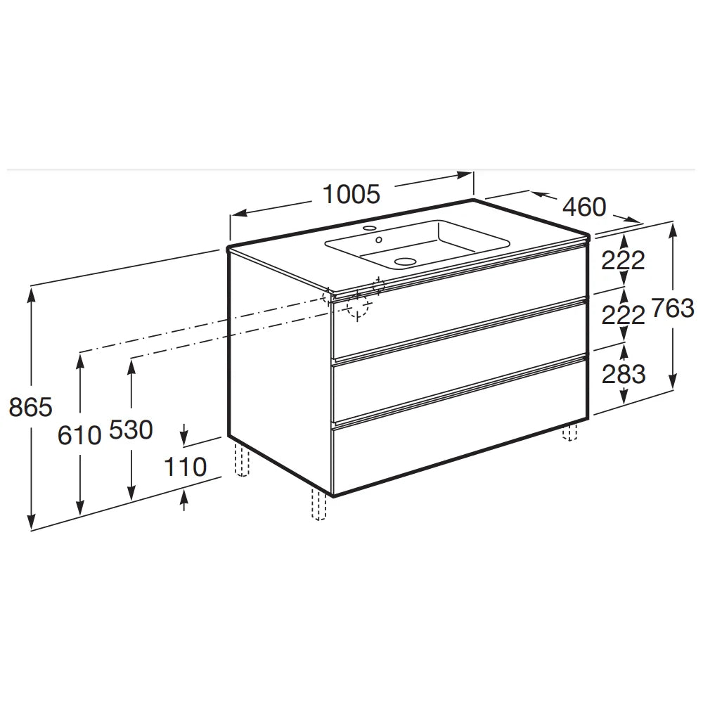 Mueble de Baño con Lavabo Central y Madera de Nogal Unik de 100,5 cm Colección The Gap Roca - Vista 7