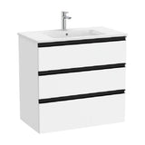 Bathroom Vanity Unit with Basin Central y Unik de 80,5 cm Colección The Gap White Mate Roca