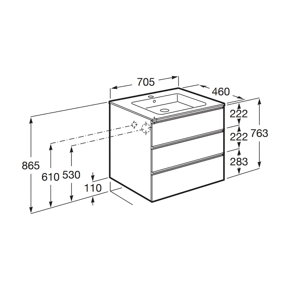 Mueble de Baño con Lavabo Central y Nogal Unik de 70,5 cm Colección The Gap Roca - Vista 8