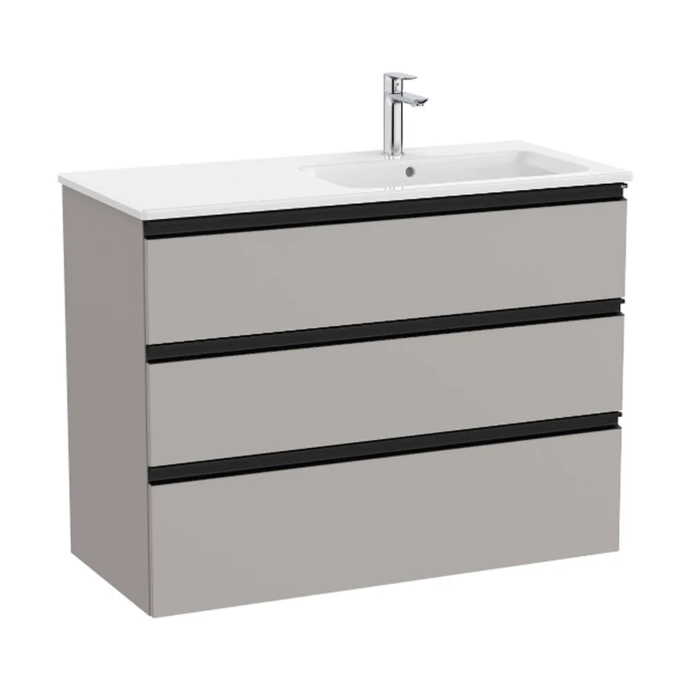 Mueble de baño de 100,5 cm con lavabo a la derecha con acabado en gris mate Unik The Gap Roca - Vista 1