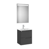 Conjunto de Lavabo Centrado con Espejo Eidos 50 cm Negro Mate Roca
