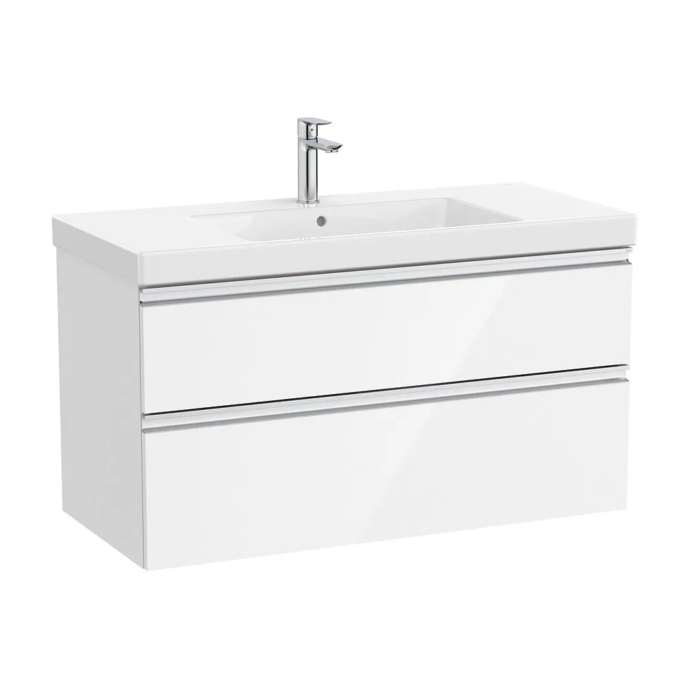 Mueble de Baño con Lavabo Centrado Unik de 100 cm Colección The Gap Blanco Brillo Roca - Vista 1