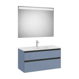 Conjunto de Casa de Banho Com Duas Gavetas E Lavatório Centrado Em Acabamento Azul Mate de 100 cm Colección The Gap Roca