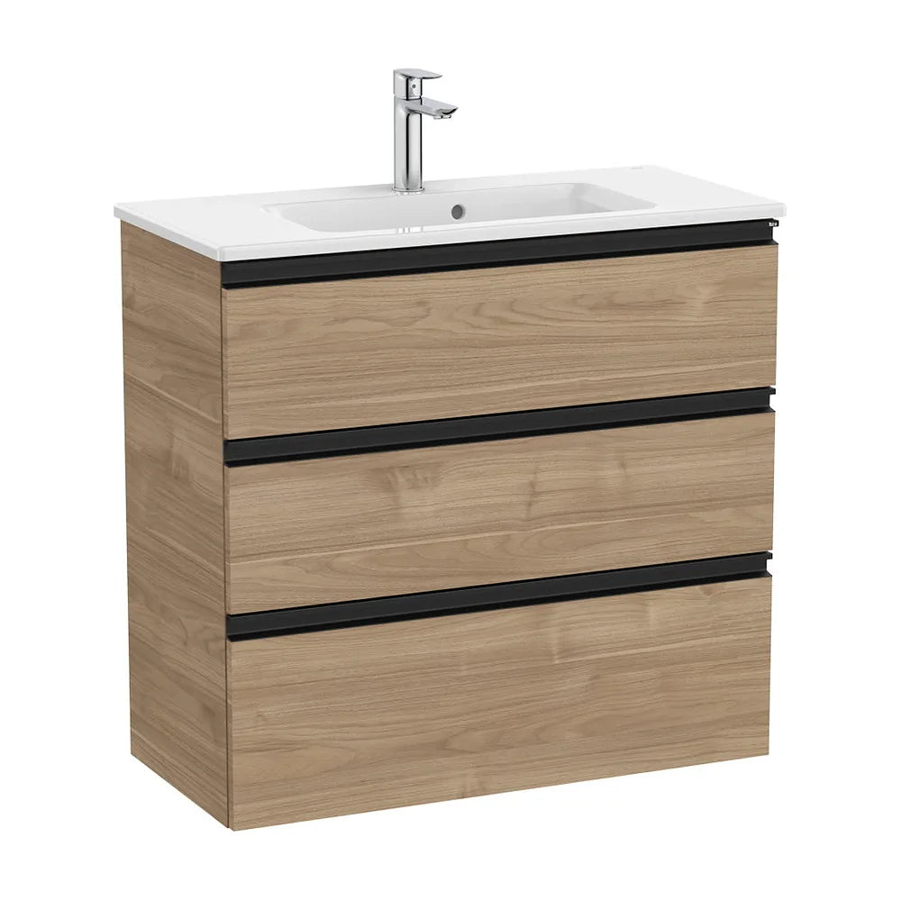 Mueble de Baño Compacto con Lavabo y 3 Cajones Nogal Unik de 80 cm Colección The Gap Roca - Vista 1