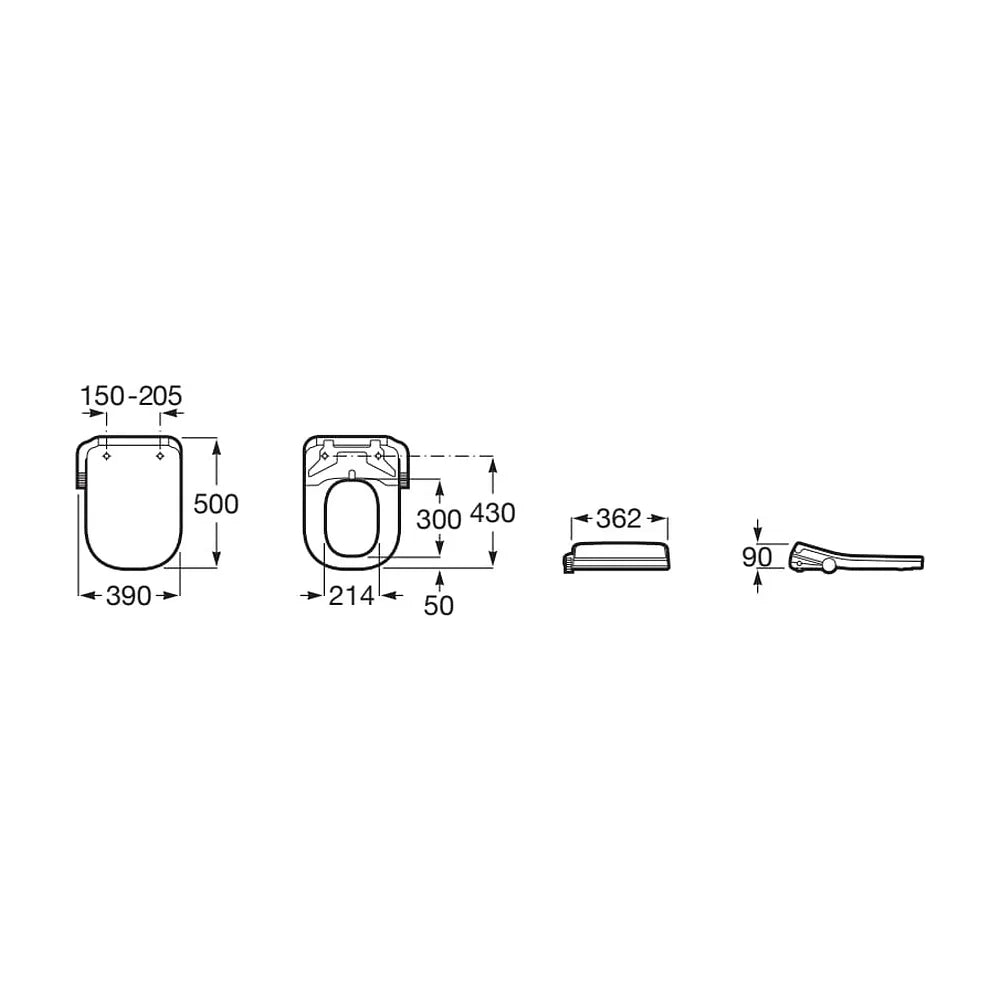 Asiento y Tapa con Panel de Control Fijo en Multiclean M4 Square 39 cm Blanco Roca - Vista 3