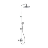 Columna de Ducha Mixer Tap para Pared de Altura Regulable y Rociador Redondo Cromado 25x123cm Colección Victoria Roca