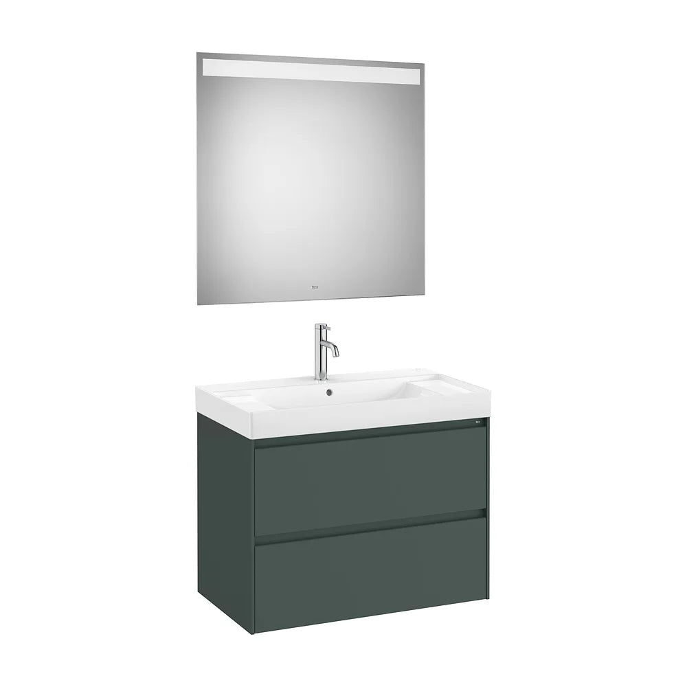 Conjunto de Baño con Lavabo Centrado Verde Mate Ona de 80 cm Colección Unik Roca - Vista 1