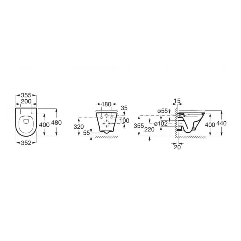 Inodoro compacto con salida horizontal y un diseño circular Rimless The Gap Round Roca - Vista 3