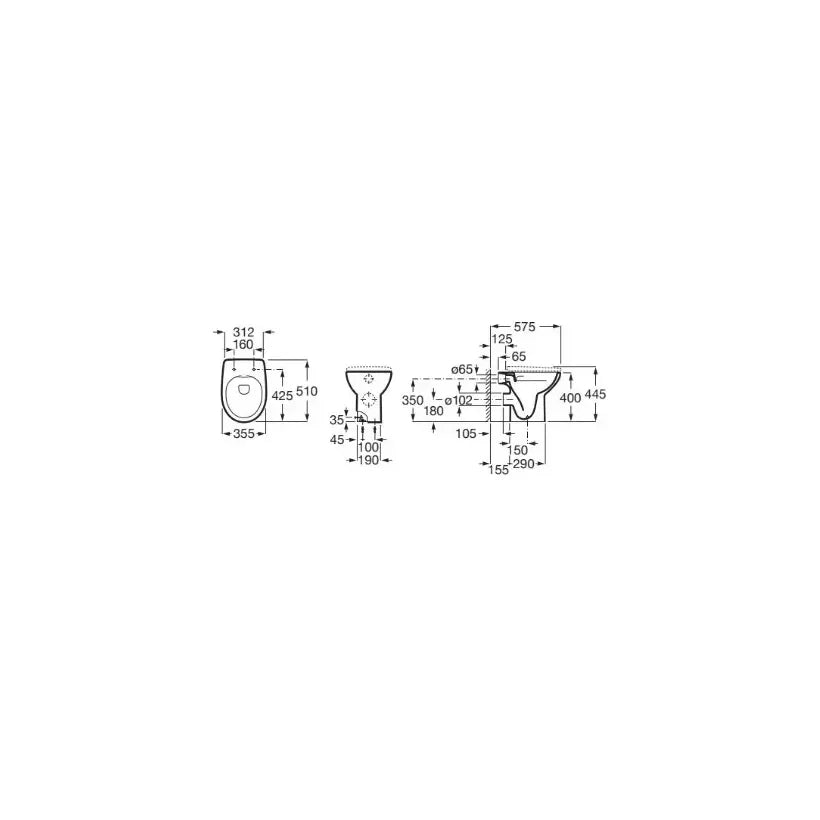 Taza de tanque alto o empotrable Rimless con salida horizontal y descarga dual en color blanco Victoria Roca - Vista 2