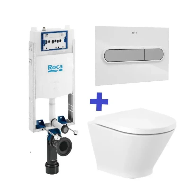 Pack de inodoro compacto Rimless The Gap Round Roca y cisterna compacta empotrable doble descarga Basic WC One Compact Roca - Vista 4