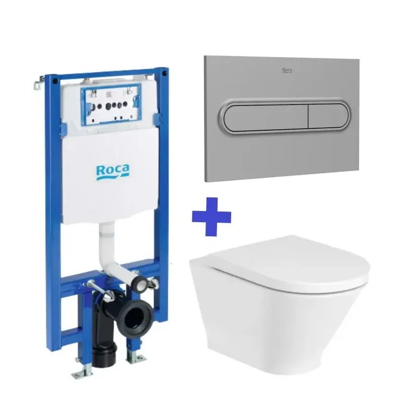 Pack inodoro Rimless suspendido The Gap Round Roca y cisterna compacta empotrable doble descarga Duplo WC One Compact Roca - Vista 4