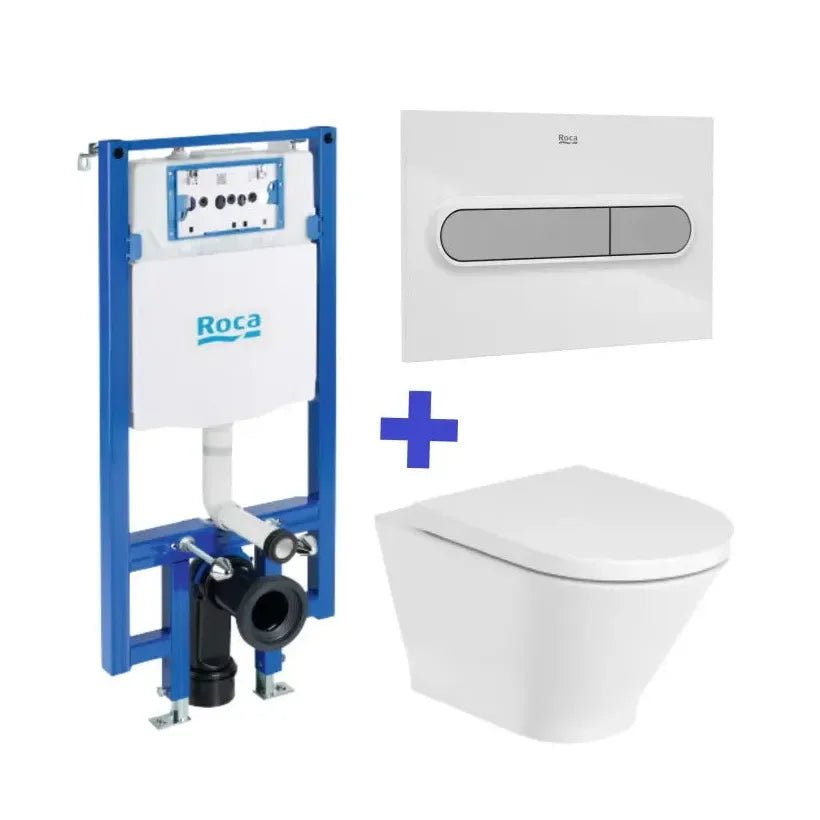 Pack inodoro Rimless suspendido The Gap Round Roca y cisterna compacta empotrable doble descarga Duplo WC One Compact Roca - Vista 5