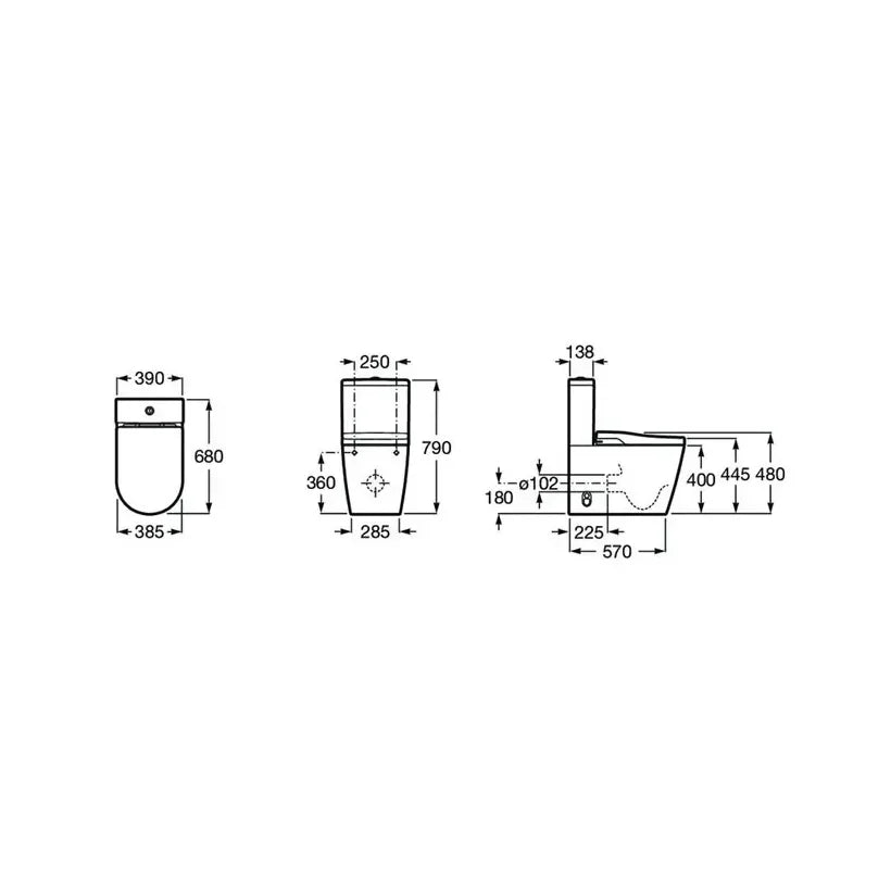 Inodoro In Wash completo con sistema de autolimpieza Rimless Smart toilet estilo japonés Roca de cisterna baja Roca - Vista 3