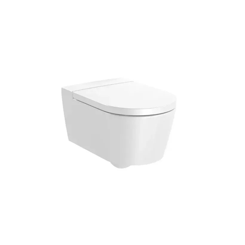 Inodoro Suspendido Rimless Salida Horizontal Tapa Amortiguada Cisterna Placa Pulsadora Round Colección The Gap Roca - Vista 2