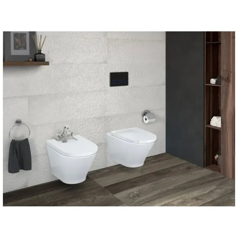 Pack inodoro Rimless suspendido The Gap Round y cisterna empotrable con fluxor y doble descarga Duplo WC Fluxor Roca - Vista 3