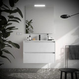 Meuble de Salle de Bain 2 Tiroirs Salgar Noja 70 cm Blanc