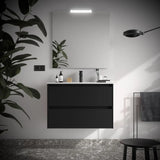 Móvel de Banho com Lavatório e 2 Gavetas Salgar Noja 90 cm Preto Acetinado