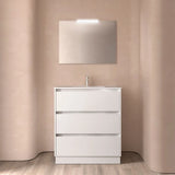 Móvel de Banho com Lavatório e 3 Gavetas Salgar Noja 80 cm Branco Brilho