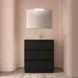 Bathroom Vanity Unit with Basin and 3 Drawers Salgar Noja 80 cm Satin Black