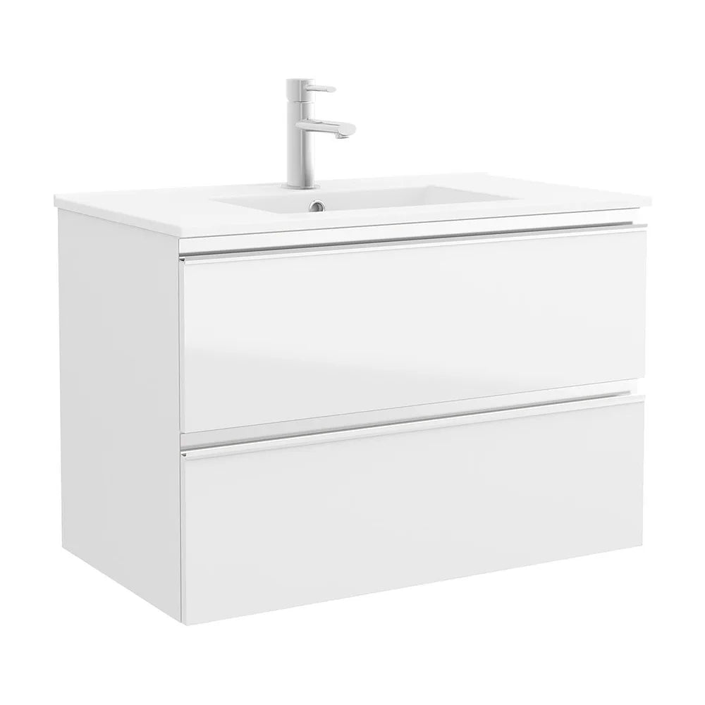 Mueble de Baño con Lavabo y 2 Cajones Salgar Spirit 80 cm Blanco Brillo - Vista 1