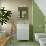 Móvel de Banho 3 Gavetas Salgar Spirit 60 cm Branco Brilho
