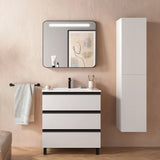 Móvel de Banho com Lavatório e 3 Gavetas Salgar Spirit 80 cm Branco Brilho