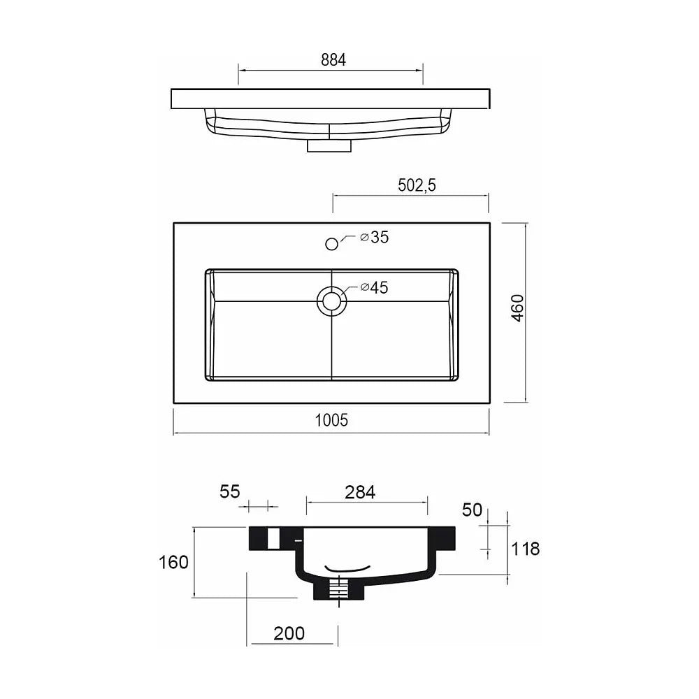 Mueble de Baño con Lavabo y 3 Cajones Salgar Spirit 100 cm Roble Natural - Vista 8