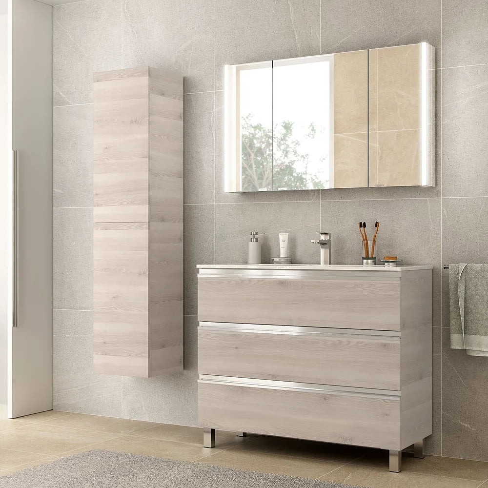 Mueble de Baño con Lavabo y 3 Cajones Salgar Spirit 100 cm Roble Natural - Vista 1
