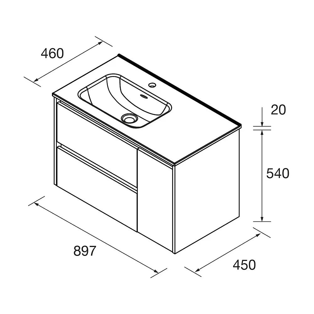 Lavabo de Baño Salgar Noja 90 cm Blanco Brillo - Vista 5